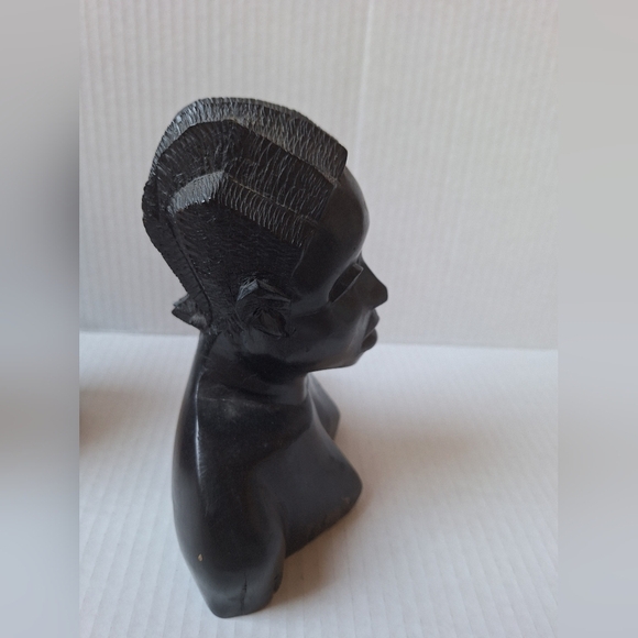 Antique Set of 2 Hand Carved Ebony Wood African Tribal Bust - Picture 5 of 12